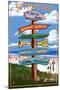 Suttons Bay - Marina Park, Michigan - Sign Post-Lantern Press-Mounted Art Print