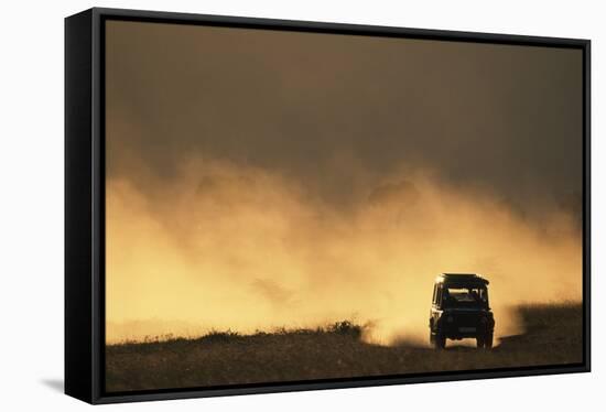 Suv Driving across Savanna-null-Framed Stretched Canvas