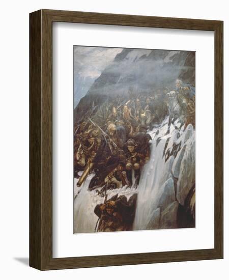 Suvorov's Army Crossing the Alps in 1799, 1899-Vasilii Ivanovich Surikov-Framed Giclee Print