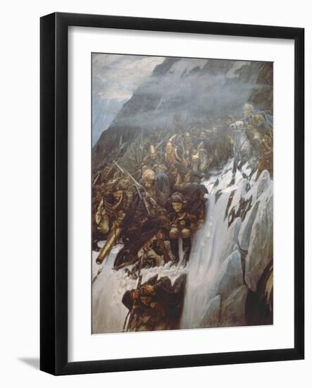 Suvorov's Army Crossing the Alps in 1799, 1899-Vasilii Ivanovich Surikov-Framed Giclee Print