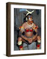 Suya Indian Dressed for Dance, Brazil, South America-Robin Hanbury-tenison-Framed Photographic Print