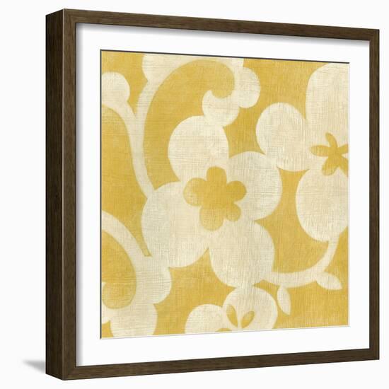 Suzani Silhouette in Yellow I-Chariklia Zarris-Framed Art Print