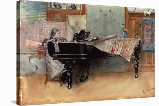 Suzanne at the Clavier' or 'The Scales'-Carl Larsson-Stretched Canvas