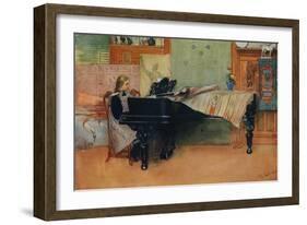 'Suzanne at the Piano', c1900-Carl Larsson-Framed Giclee Print