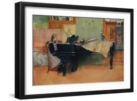 'Suzanne at the Piano', c1900-Carl Larsson-Framed Giclee Print