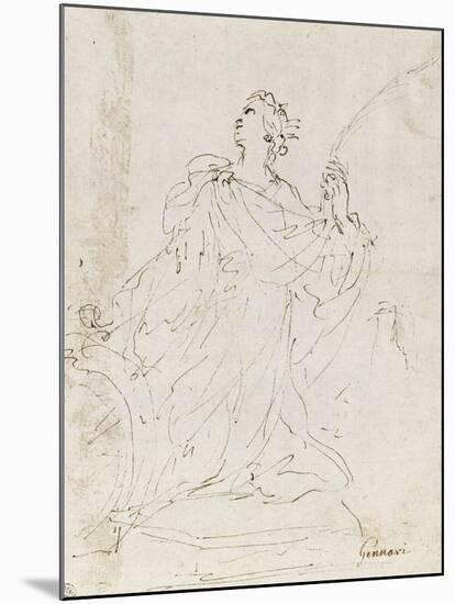 Suzanne au bain ; L'amour bandant son arc ; Sainte Catherine agenouillée, regardant le ciel-Guerchin Le-Mounted Giclee Print