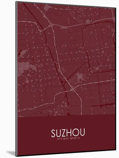 Suzhou, China Red Map-null-Mounted Poster