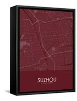 Suzhou, China Red Map-null-Framed Stretched Canvas