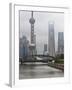 Suzhou Creek and the Waibaidu Bridge with View Towards the Pudong Skyline, Shanghai, China, Asia-Amanda Hall-Framed Photographic Print