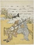 Two Lovers Playing a Shamisen-Suzuki Harunobu-Framed Stretched Canvas