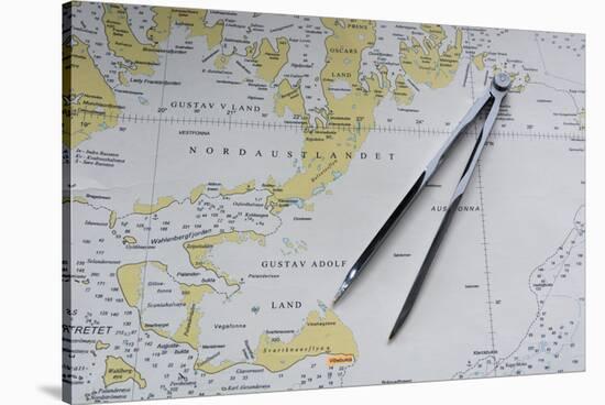 Svalbard Islands maritime map.-Sergio Pitamitz-Stretched Canvas