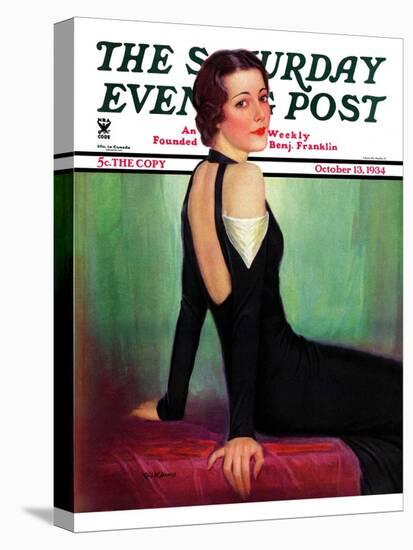 "Svelte in Black," Saturday Evening Post Cover, October 13, 1934-Charles W. Dennis-Stretched Canvas