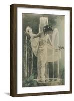 Svelte Lady as Fountain Ornament-null-Framed Art Print