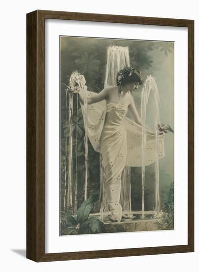 Svelte Lady as Fountain Ornament-null-Framed Art Print