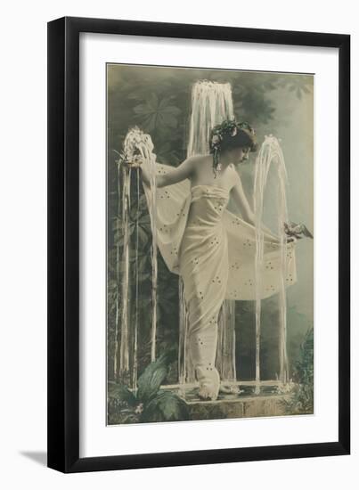 Svelte Lady as Fountain Ornament-null-Framed Art Print