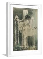 Svelte Lady as Fountain Ornament-null-Framed Art Print