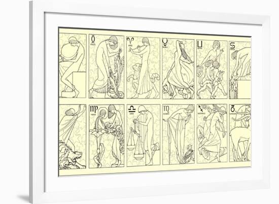 Svelte Woman Demonstrating Zodiac Signs-null-Framed Premium Giclee Print