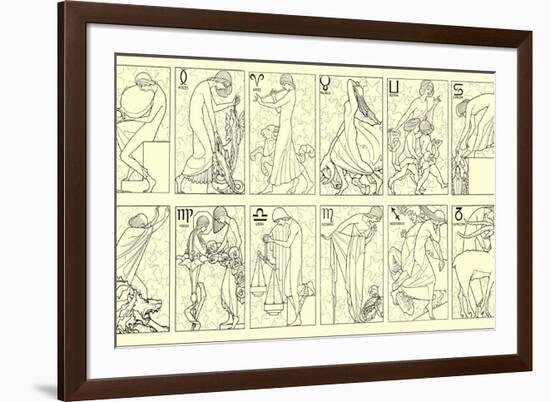 Svelte Woman Demonstrating Zodiac Signs-null-Framed Premium Giclee Print