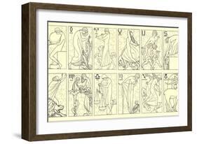 Svelte Woman Demonstrating Zodiac Signs-null-Framed Art Print