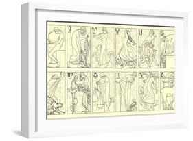 Svelte Woman Demonstrating Zodiac Signs-null-Framed Art Print