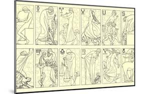 Svelte Woman Demonstrating Zodiac Signs-null-Mounted Art Print