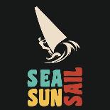 Creative Vintage Poster with Windsurfing. Sea, Sun, Sail. Print on T-Shirts and Bags, Labels and Ad-Svesla Tasla-Mounted Art Print