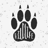 Vector Hand Drawn Typographic Poster with a Wolf Paw. Wildlife. Grunge Texture. T-Shirt Design, Lab-Svesla Tasla-Framed Stretched Canvas