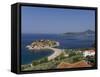 Sveti Stefan and Adriatic Coastline, Montenegro-Graham Lawrence-Framed Stretched Canvas