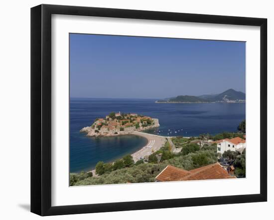 Sveti Stefan and Adriatic Coastline, Montenegro-Graham Lawrence-Framed Photographic Print