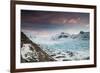 Svinafellsjokull glacier at sunrise in the Skaftafell National Park in southern Iceland.-Alex Saberi-Framed Photographic Print