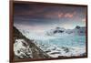 Svinafellsjokull glacier at sunrise in the Skaftafell National Park in southern Iceland.-Alex Saberi-Framed Photographic Print