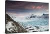 Svinafellsjokull glacier at sunrise in the Skaftafell National Park in southern Iceland.-Alex Saberi-Stretched Canvas