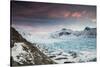 Svinafellsjokull glacier at sunrise in the Skaftafell National Park in southern Iceland.-Alex Saberi-Stretched Canvas