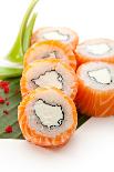 Japanese Cuisine - Sushi Roll with Salmon, Shrimps, Eel and Tobiko Inside. Nori Outside-svry-Photographic Print