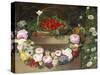 Swag of Beautiful Summer Flowers and Strawberries-null-Stretched Canvas