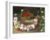 Swag of Beautiful Summer Flowers and Strawberries-null-Framed Giclee Print