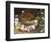 Swag of Beautiful Summer Flowers and Strawberries-null-Framed Premium Giclee Print