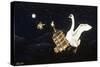 Swan and Two Birds Carrying Bird Cage Flying at Night-Eduardo Camoes-Stretched Canvas