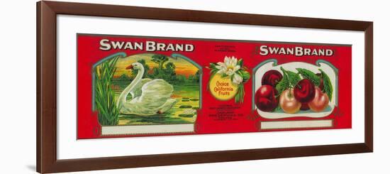 Swan Cherry Label - Oakland, CA-Lantern Press-Framed Premium Giclee Print