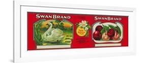 Swan Cherry Label - Oakland, CA-Lantern Press-Framed Art Print