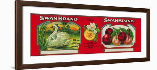 Swan Cherry Label - Oakland, CA-Lantern Press-Framed Art Print