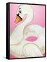 Swan Float on Pink-Elizabeth Medley-Framed Stretched Canvas