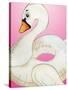 Swan Float on Pink-Elizabeth Medley-Stretched Canvas