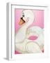 Swan Float on Pink-Elizabeth Medley-Framed Art Print