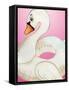 Swan Float on Pink-Elizabeth Medley-Framed Stretched Canvas
