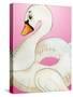 Swan Float on Pink-Elizabeth Medley-Stretched Canvas