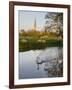 Swan In Front Of Salisbury Cathedral-Charles Bowman-Framed Photographic Print