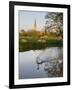 Swan In Front Of Salisbury Cathedral-Charles Bowman-Framed Photographic Print