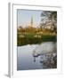 Swan In Front Of Salisbury Cathedral-Charles Bowman-Framed Photographic Print
