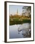 Swan In Front Of Salisbury Cathedral-Charles Bowman-Framed Photographic Print